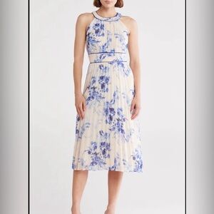 Calvin Klein Blue and Cream Floral Dress